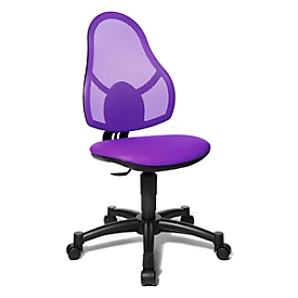 Fauteuil pivotant pour enfants Open Art Junior, sans accoudoirs, assise galbée, dossier en filet, violet/noir