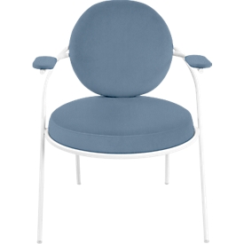 Fauteuil Saturne Meet by Paperflow - 1 place - avec accoudoirs - l. 700 x P 730 x H 880 mm - tube d'acier blanc - similicuir bleu 