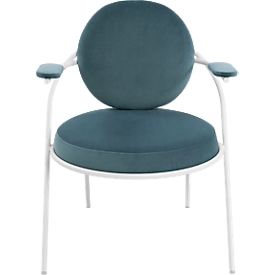 Fauteuil Saturne Meet by Paperflow - 1 place - avec accoudoirs - l. 700 x P 730 x H 880 mm - tube d'acier blanc - velours bleu
