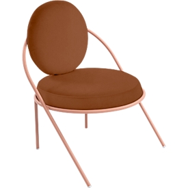 Fauteuil Saturne Meet by Paperflow - 1 zits - B 700 x D 730 x H 880 mm - stalen buis roze - kunstleer roest