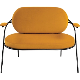 Fauteuil Saturne Meet by Paperflow - 2 places - avec accoudoirs - l. 1180 x P 730 x H 880 mm - tube d'acier noir - velours safran