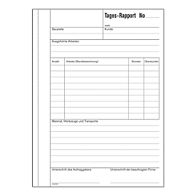 Favorit Tages-Rapporte, Format ähnlich A5, selbstdurchschreibend, Kohlepapier, perforiert, 50 x 2 Blatt