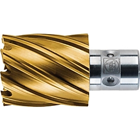 FEIN Kernbohrer DURA 25, Ø 14 mm, TiN-beschichtet, Quick IN Schaft, HSS, Schnittiefe 25 mm