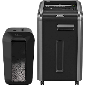 Fellowes® Aktenvernichter PowerShred 225Ci, Partikelschnitt 4 x 38 mm, P-4 + GRATIS Aktenvernichter Powershred LX65, Partikelschnitt 4 x 40 mm, P-4