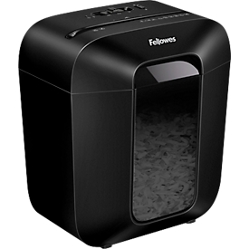 Fellowes Aktenvernichter Powershred® LX25, Partikelschnitt 4 x 37 mm, P-4, 11,5 l, 6 Blatt Schnittleistung, schwarz