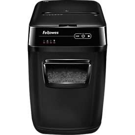 Fellowes® AutoMax™ 150C shredder, fully automatic, particle cut 4 x 38 mm, P-4, 32 l, 150 sheet cutting capacity, safety stop, black