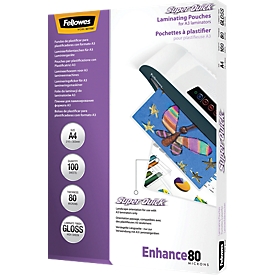 FELLOWES Laminierfolien, Quick-Folien, DIN A4, 80 mic., 100 Stück