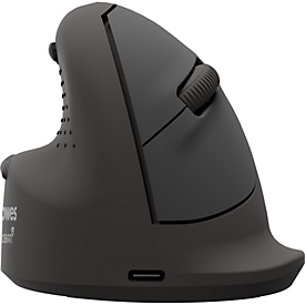 Fellowes Vertikalmaus Bretyta Plus+, Größe M, für Linkshänder, ergonomisch, 3-fache Konnektivität, 400-2400 dpi, mit Microban®-Schutz, schwarz