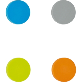 Ferrite magnet Maul, 4 pieces, up to 0.8 kg, silicone coating, Ø 30 x 7 mm, assorted colors