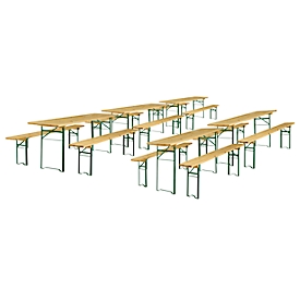 Festzeltgarnitur, 1 Tisch und 2 Bänke, extra groß, 5er Set