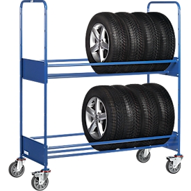 Fetra 4586 tire trolley, up to 250 kg, 2 shelves with variable screw-on tire carriers, loading area L 1420 x W 600 mm, TPE tyres