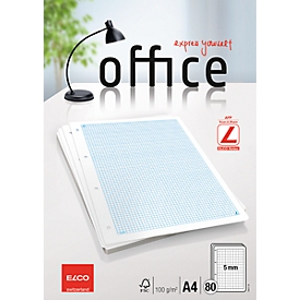 Feuilles perforées pour classeurs à anneaux A4 Office Elco, quadrillé avec interlignes de 5 mm