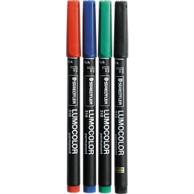 Feutre Lumocolor pour transparent universel,  M, résistant à l’eau, assorti, pack de 4