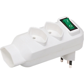 Fiche de dérivation brennenstuhl®, 3x, pivotant sur 350°, avec interrupteur éclairé, IP20, plastique, blanc