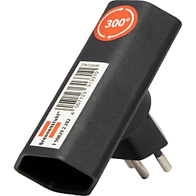 Fiche de dérivation brennenstuhl® cleverLINE, extra-plate, 2x, pivotante sur 300°, sans accroche, IP20, plastique, noir
