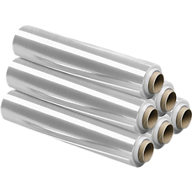 Film étirable manuel, 12mµ, 500 mm, x 300 mm, transparent, 6 rouleaux