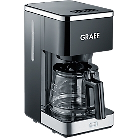 Filterkaffeemaschine Graef Young Line FK 402, bis zu 10 große Tassen, Abschaltautomatik, inkl. Glaskanne, L 270 x B 170 x H 345 mm, schwarz-silber