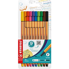 Fineliner Point 88 STABILO, 10 p., couleurs assorties