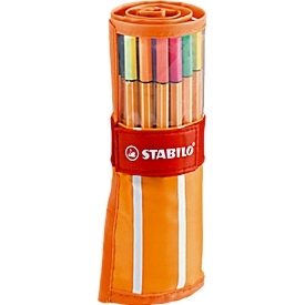 Fineliner Point 88 STABILO®, dans une pochette à enrouler, 30 unités, couleurs assorties