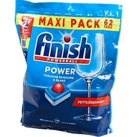 Finish vaatwastabletten Power All-in-One, voor alle standaard vaatwassers, hoog vetoplossend vermogen, 62 tabs