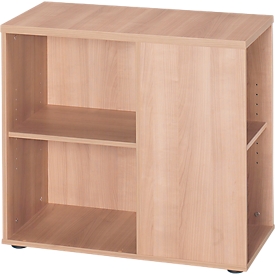 Fixed file cabinet TARA, 1 extra utensil tray and 3 drawers or 1 extra hanging file tray, W 400 x D 800 x H 720 mm, walnut finish