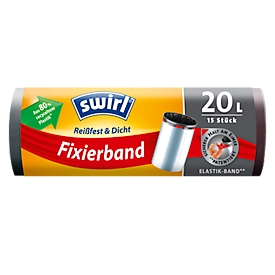 Fixierband-Müllbeutel Swirl®, 20 Liter, 15 Stück, schwarz
