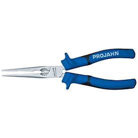 Flachrundzange PROJAHN, DIN ISO 5745, Stahl, ergonom. 2K-Griff, mit Schneide- und Brennerloch