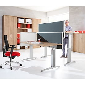 Flexible double desk divider screen noise protection system 40, height adjustable, W 800-1800 x H 600 mm, grey