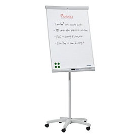 Flipchart Franken U-Act!Line mobil, 700x1000 mm, mit 5 Rollen, magnetisch, recycelt, hellgrau