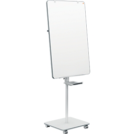 Flipchart Nobo Move & Meet, tableau blanc amovible, magnétique, L 714 x P 1200 x H 453 mm, acier, blanc