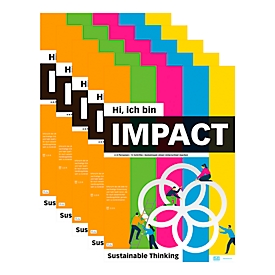 Flipchart pad PLAYROOM IMPACT FLIP, 12 pre-printed sheets for CSR/sustainable development, W 650 x H 970 mm, paper, multicolored, 5 pieces