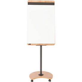 Flipchart Rocada Natural Mobile, steel board, frame in wood look, with castors