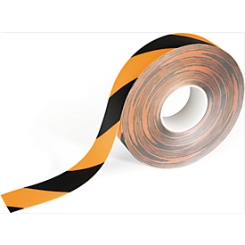 Floor marking tape Durable, two-colour, self-adhesive, 30 m long, black/yellow