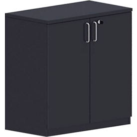Flügeltürenschrank BEXXSTAR, 2 Ordnerhöhen, Holztüren, H 825 mm, schwarz