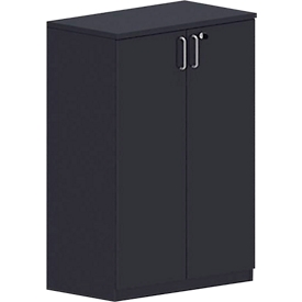 Flügeltürenschrank BEXXSTAR, 3 Ordnerhöhen, Holztüren, H 1155 mm, schwarz