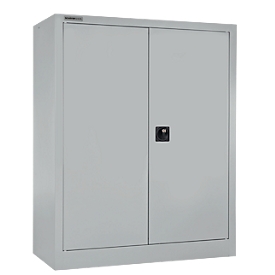 Flügeltürenschrank MS iCONOMY, Stahl, 3 Ordnerhöhen, B 800 x T 400 x H 1215 mm, weißaluminium RAL 9006