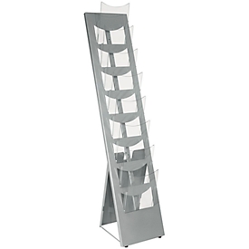 Folderhouder - vrijstaand of wandmontege - B 310 x D 430 x H 1600 mm - gepoedercoat alu kleurig