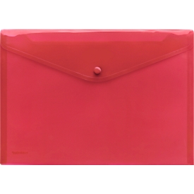 FolderSys documenthoes, A4 liggend, drukknoopsluiting, PP, rood transparant