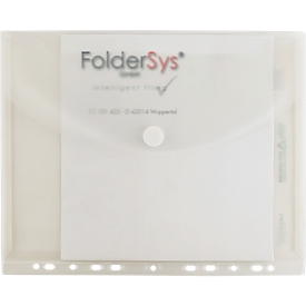 FolderSys FolderGreen®, A4 staand formaat, EURO perforatie/continue uitbreiding/sluitrand/flap/klittenbandsluiting, 100 % PCR-PP, transparant, 10 stuks.