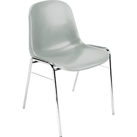 Formschalenstuhl Beta - stapelbar - B 485 x T 530 x H 760 mm - desinfektionsmittelbeständig - Stahlrohrgestell verchromt - grau