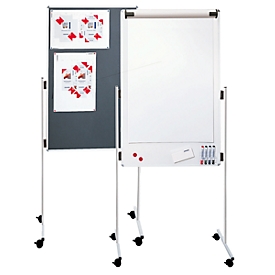 Franken ECO combination flipchart, W 760 x H 1210 mm, multifunctional, double-sided, magnetic &amp; pinable, incl. flipchart pad holder, UMT FC