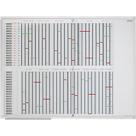 Franken Jaarkalender JetPlaner SJPC1235, magnetisch, opbergbak, groot formaat, B 1200 x H 900 mm, staal &amp; aluminium, wit, incl. accessoires