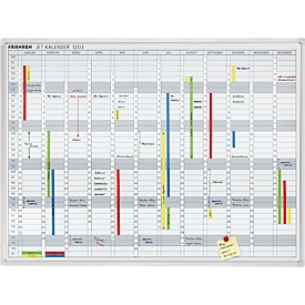 Franken JetKalender JK1203 calendario anual, magnético, bandeja de almacenamiento, gran formato, ancho 1200 x alto 900 mm, acero y aluminio, blanco