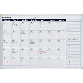 Franken Kalender X-tra!Line VO-7, Monats- oder 7-Tageübersicht, magnethaftend, Ablageschale, B 900 x H 600 mm, Stahl & Aluminium, weiss