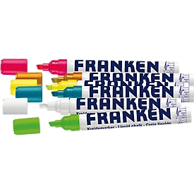 Franken Kreidemarker Set ZKM97, 6 farblich sortiert, Keilspitze, Strichstärke 2 - 5 mm