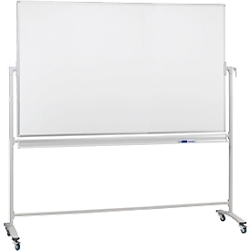 Franken Mobile Drehtafel, 360° schwenkbar, beidseitig beschreibbar, mit Stativ und Rollen, B 1800 x H 1200 mm, lackiert weiß