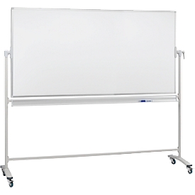 Franken Mobile Drehtafel, 360° schwenkbar, beidseitig beschreibbar, mit Stativ und Rollen, B 2000 x H 1000 mm, lackiert weiß