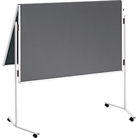 Franken Moderationstafel, 1200 x 750/1500 mm, klappbar, beidseitig, mit Rollen, grau/Filz