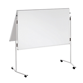Franken presentatiebord, 1200 x 750/1500 mm, opklapbaar, dubbelzijdig, met wieltjes, wit/karton