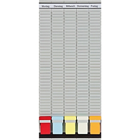 FRANKEN T-kaart bord 5-daagse weekplanner, 31,5 x 78 cm, 5 steunen, 35 sleuven, PV-SET2